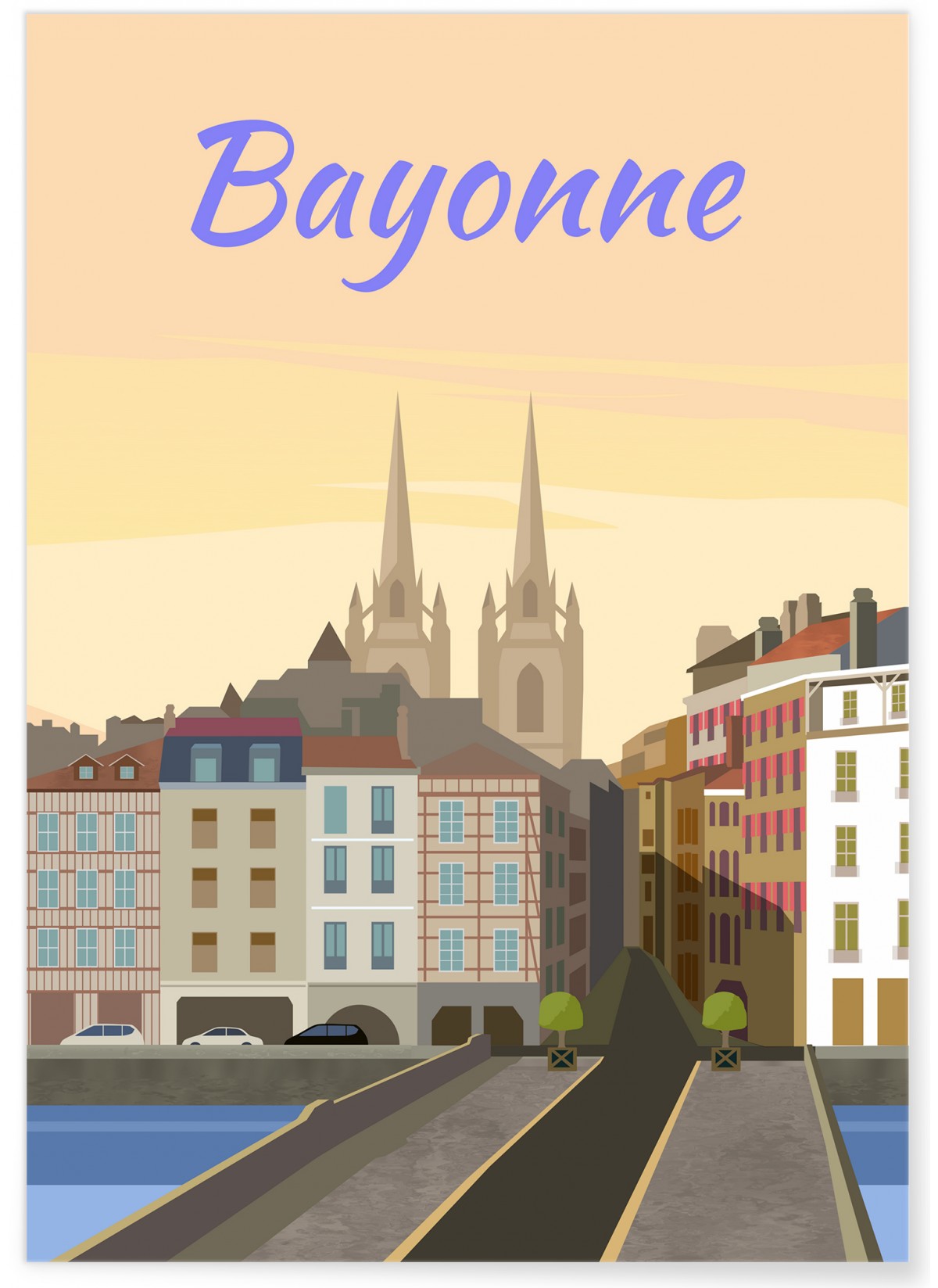 Affiche Ville Bayonne Travel Poster LAfficherie