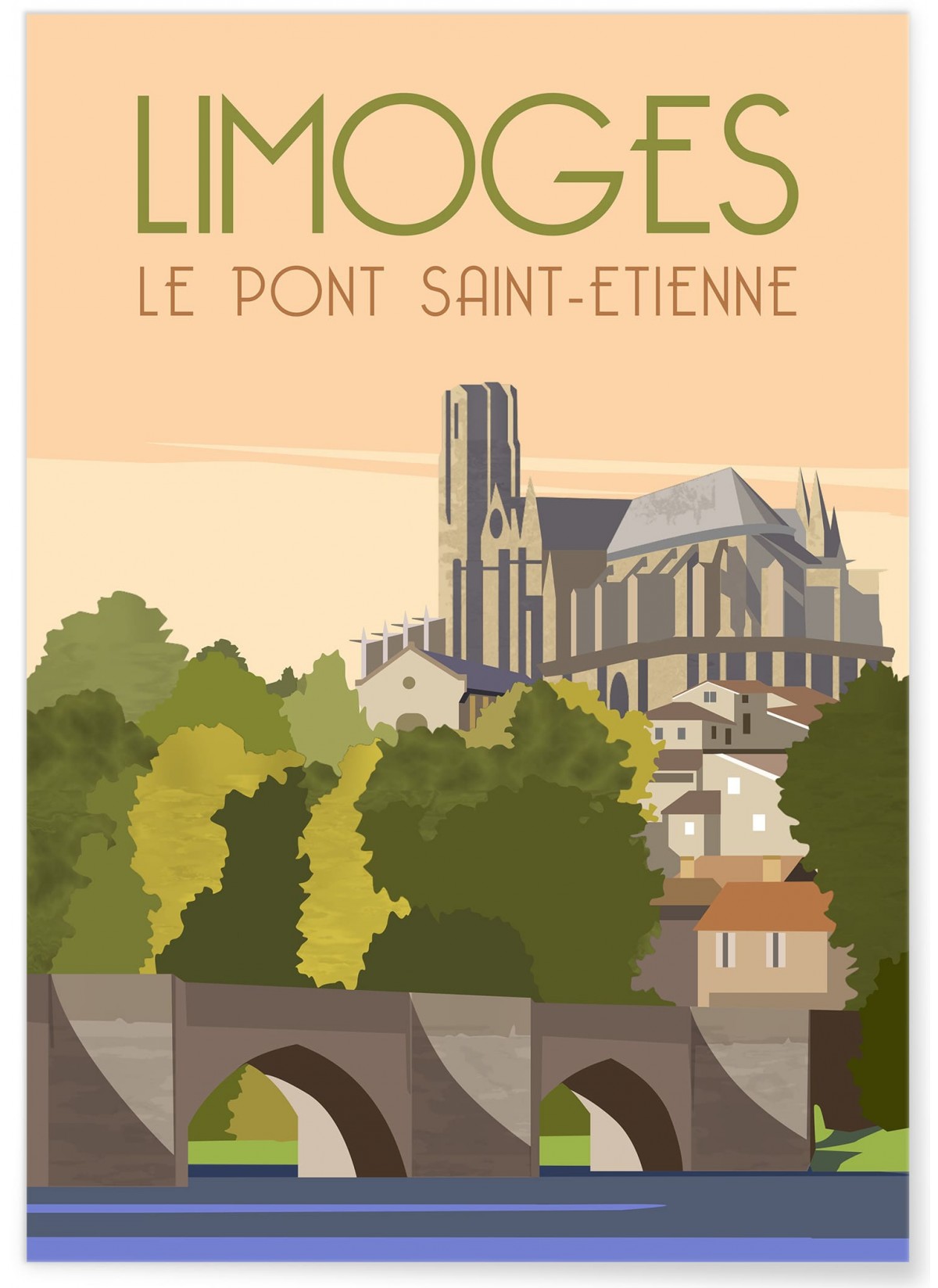 Affiche Ville Limoges Art Mural Illustration Lafficherie