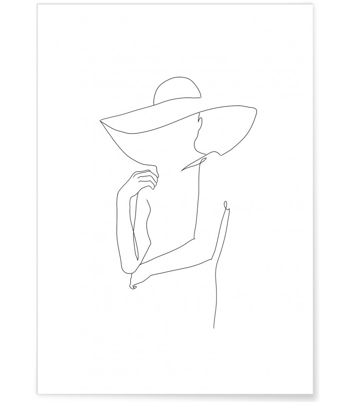 Affiche Line Art Women Hat 2