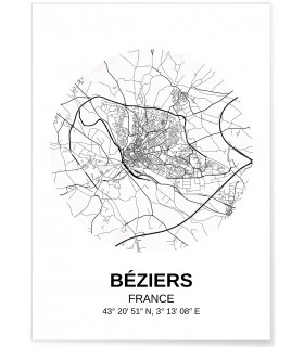 Affiche Carte Béziers