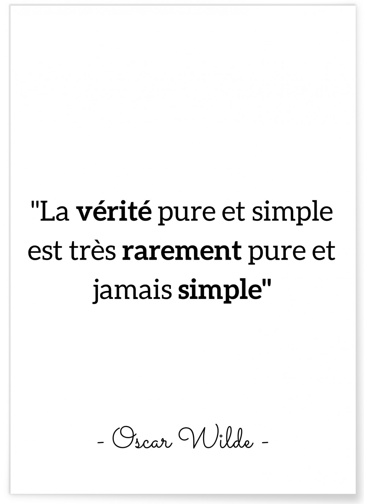 Affiche Oscar Wilde "La vérité pure et simple..."