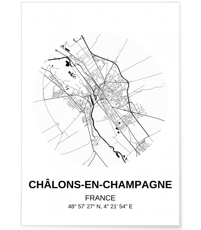 Affiche Carte Châlons-en-Champagne