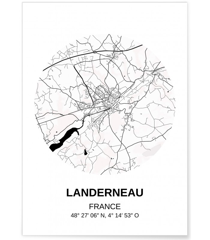 Affiche Carte Landerneau