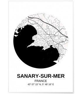 Affiche Carte Sanary-sur-Mer