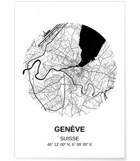 Affiche Carte Genève