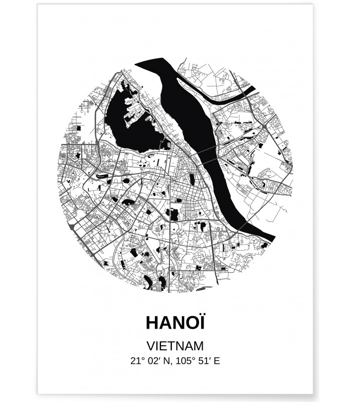 Affiche Carte Hanoï