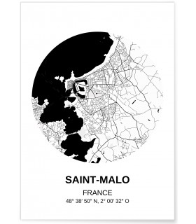 Affiche Carte Saint-Malo