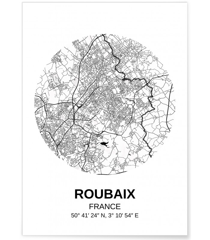 Affiche Carte Roubaix