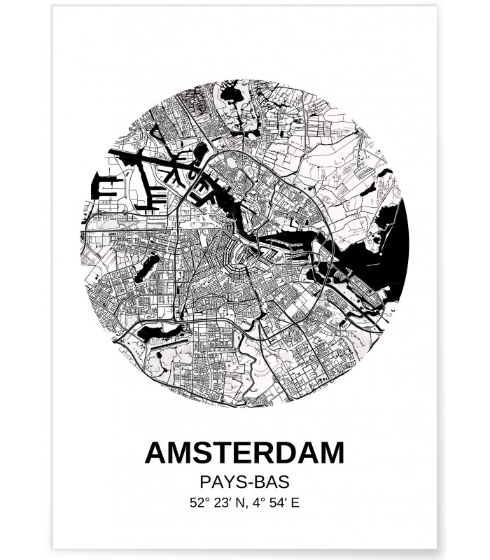 Affiche Carte Amsterdam