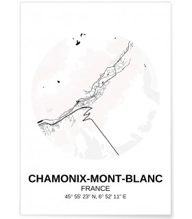 Affiche Carte Chamonix-Mont-Blanc