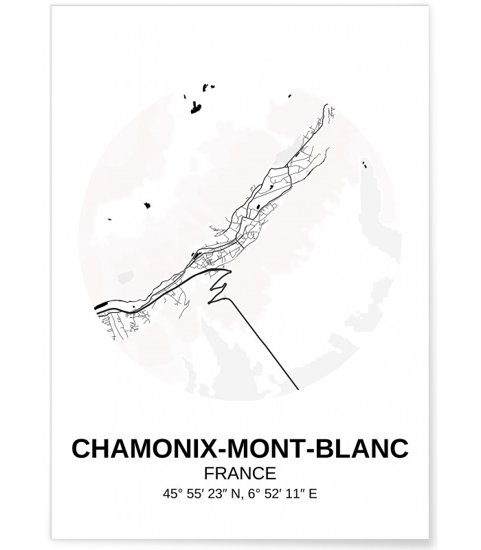 Affiche Carte Chamonix-Mont-Blanc