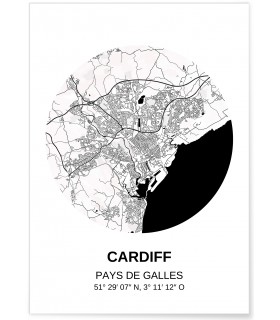 Affiche Carte Cardiff