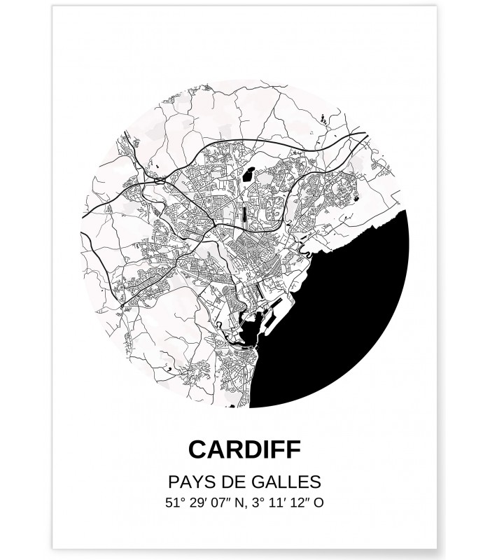 Affiche Carte Cardiff