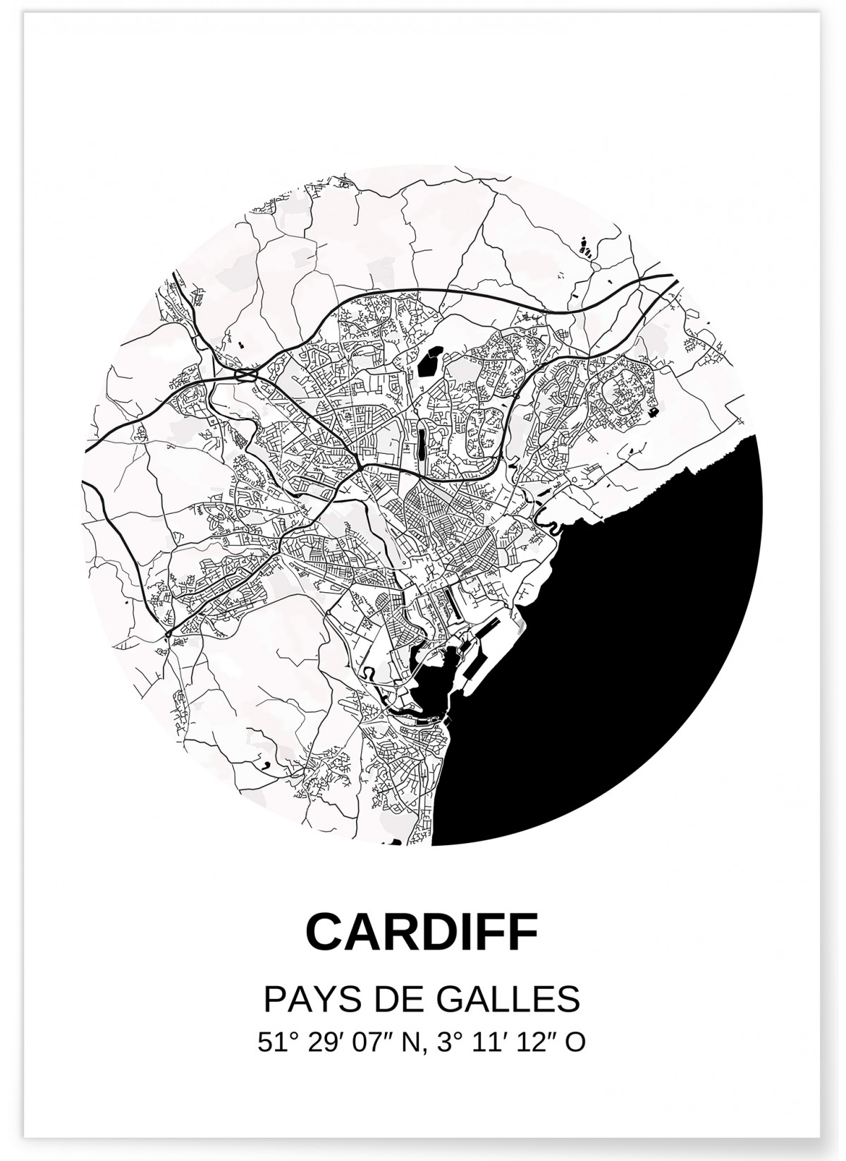 Affiche Carte Cardiff