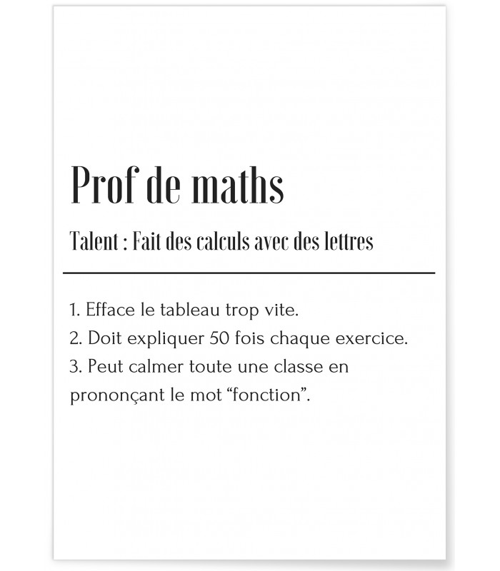 Affiche Définition Professeur de Maths