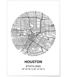 Affiche Carte Houston