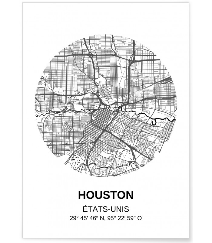 Affiche Carte Houston