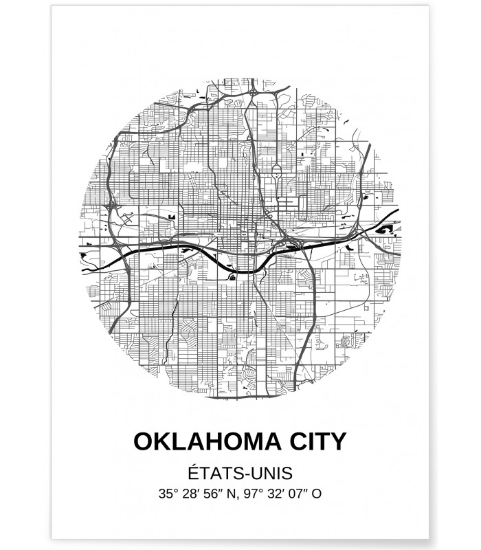 Affiche Carte Oklahoma City