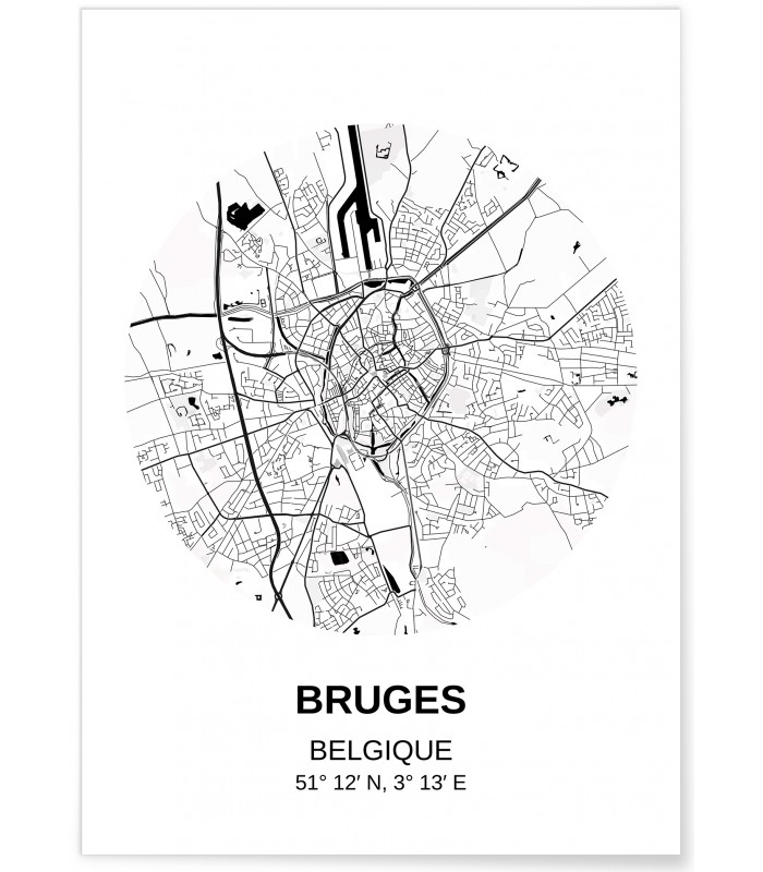 Affiche Carte Bruges