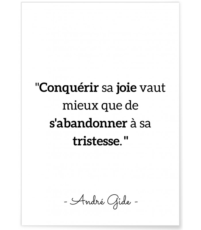 Affiche André Gide "Conquérir sa joie..."