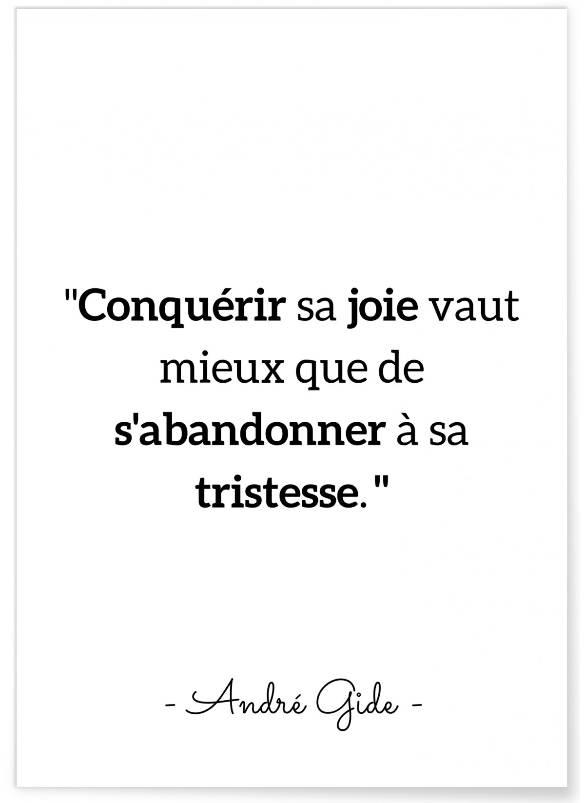 Affiche André Gide "Conquérir sa joie..."
