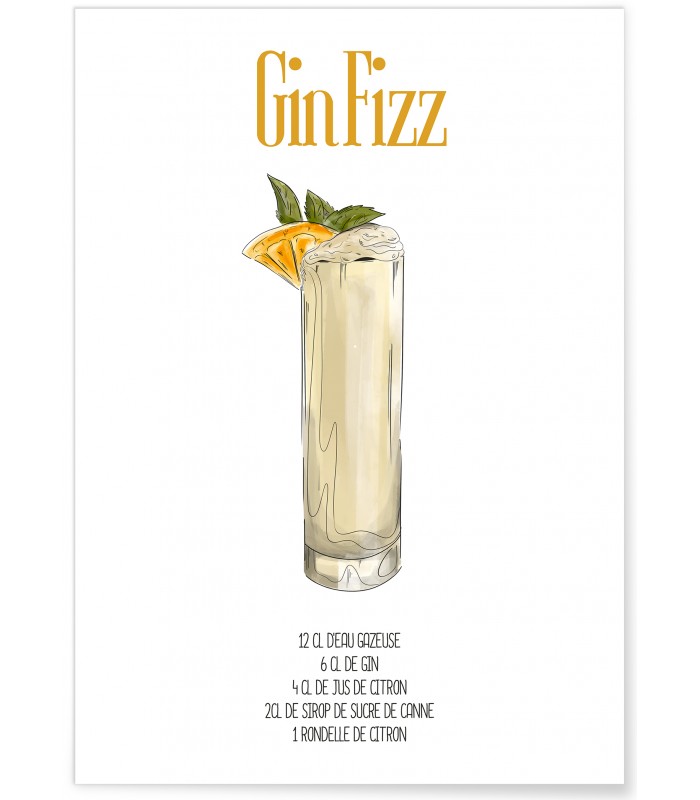 Affiche Cocktail Gin Fizz