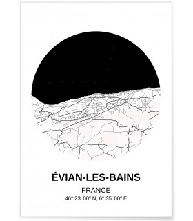 Affiche Carte Évian-les-Bains