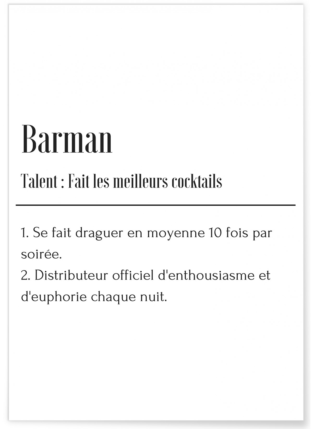 Affiche Définition Barman