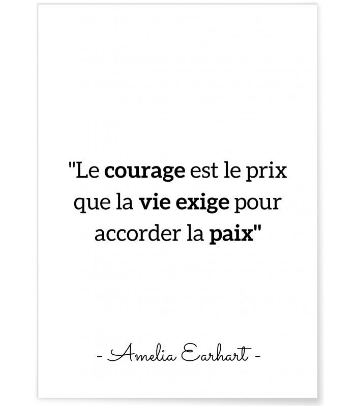 Affiche Amelia Earhart : "Le courage est le prix..."