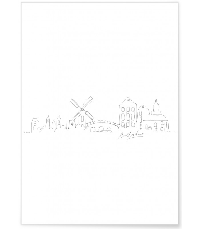 Affiche Line Art Amsterdam