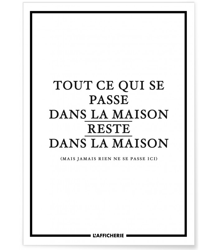 Affiche "Tout ce qui se passe dans la maison..."