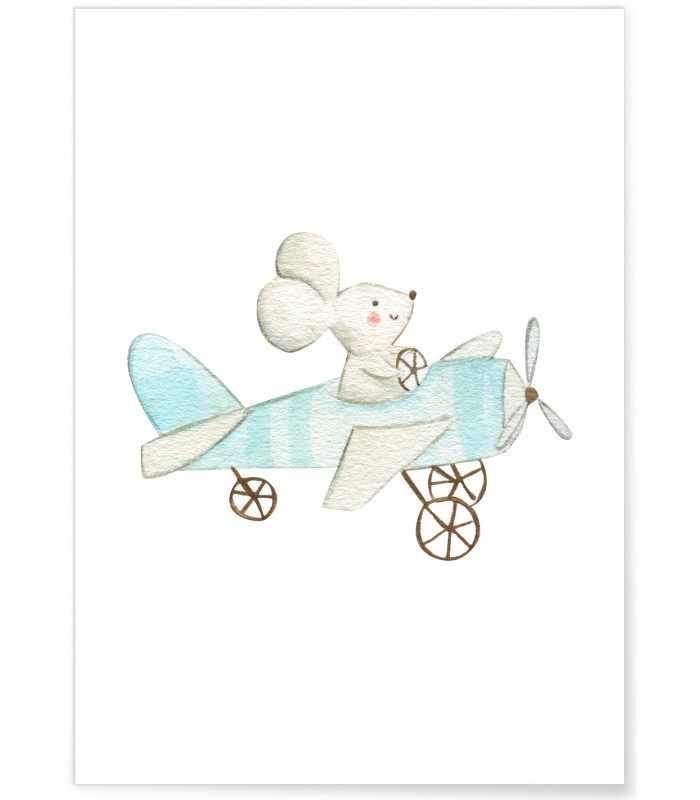 Affiche Enfant Souris Voiture