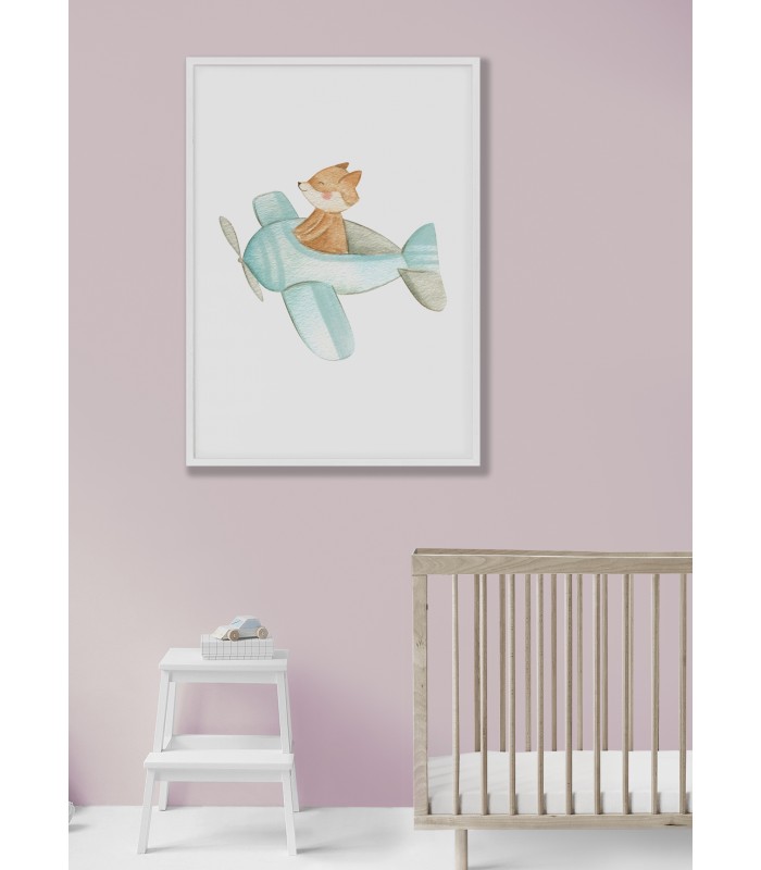 Affiche Enfant Renard Avion