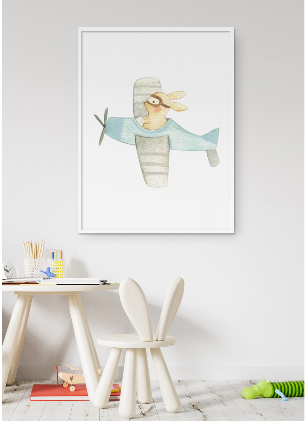 Affiche Enfant Lapine Avion