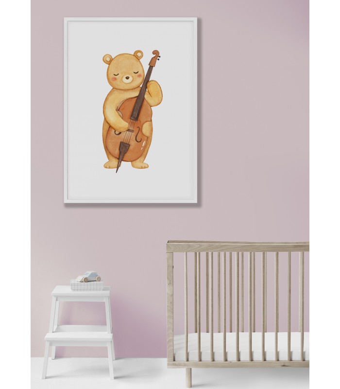 Affiche Enfant Ours Violoncelle