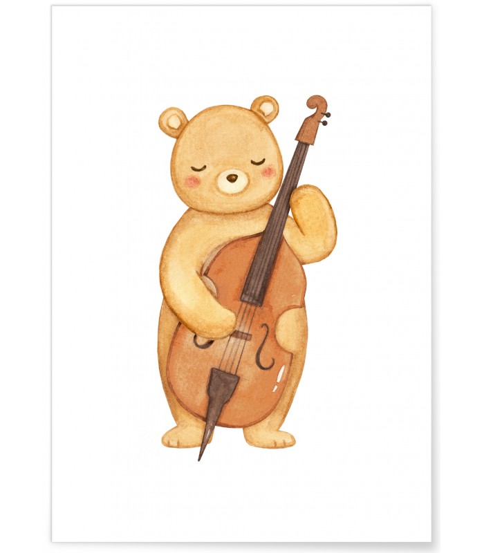 Affiche Enfant Ours Violoncelle