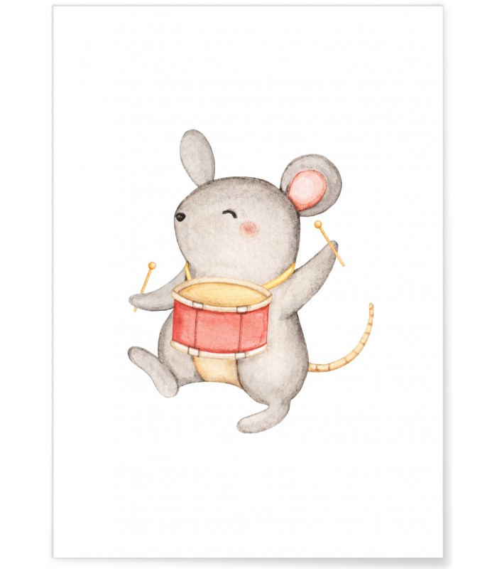 Affiche Enfant Souris Tambour