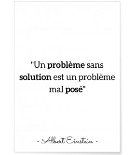 Affiche Citation Einstein : "Un problème sans solution…"