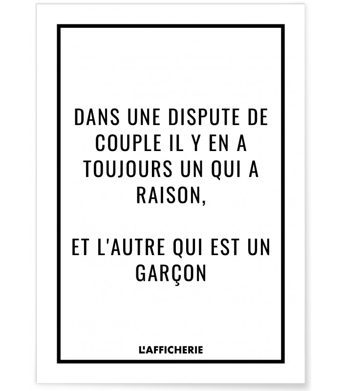 Affiche "Dans une dispute..."