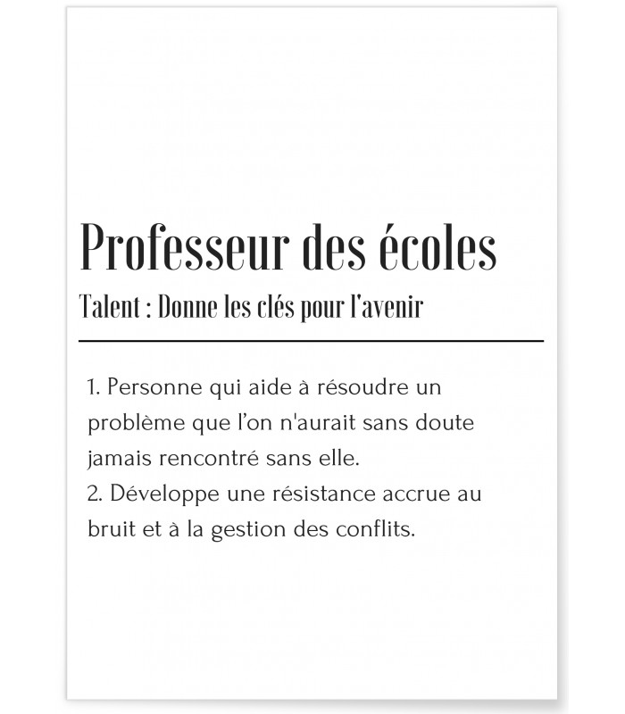 Affiche Définition Professeur des écoles