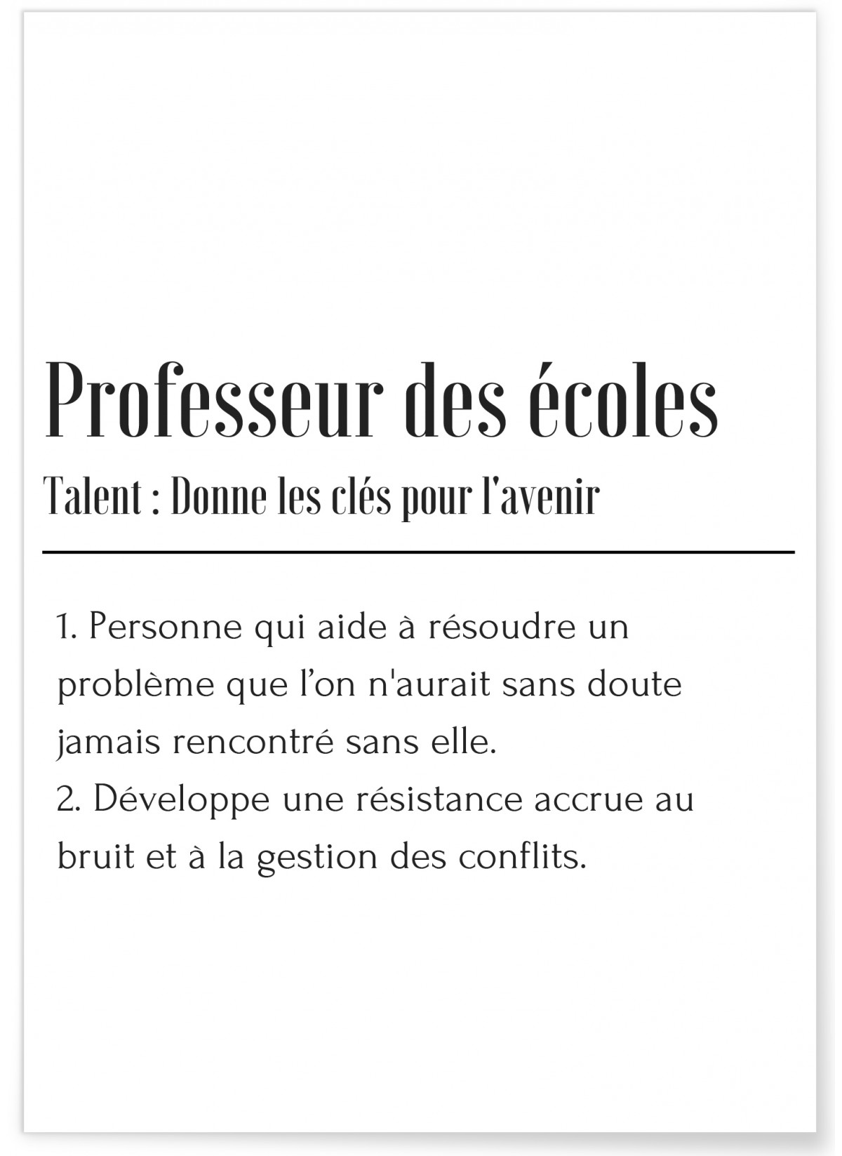 Affiche Définition Professeur des écoles
