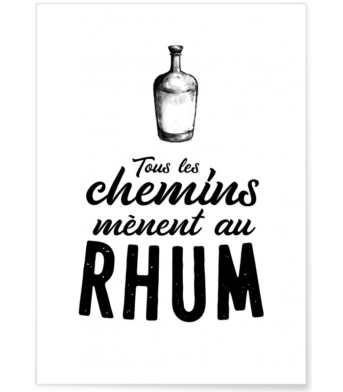 Affiche "Tous les chemins mènent au rhum"