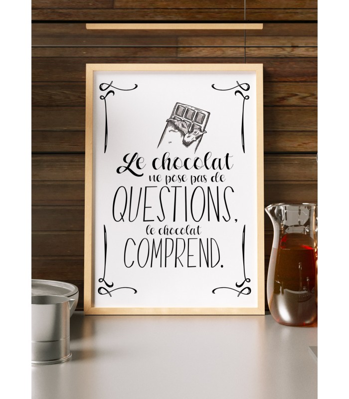 Affiche "Le chocolat ne pose pas de questions..."