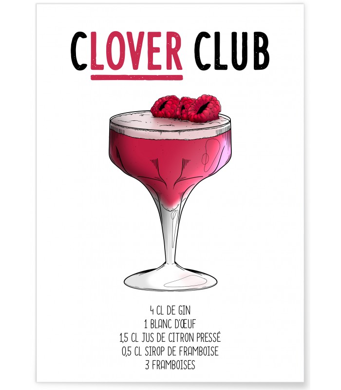 Affiche Cocktail Clover Club