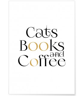 Affiche Cats Book and Coffee