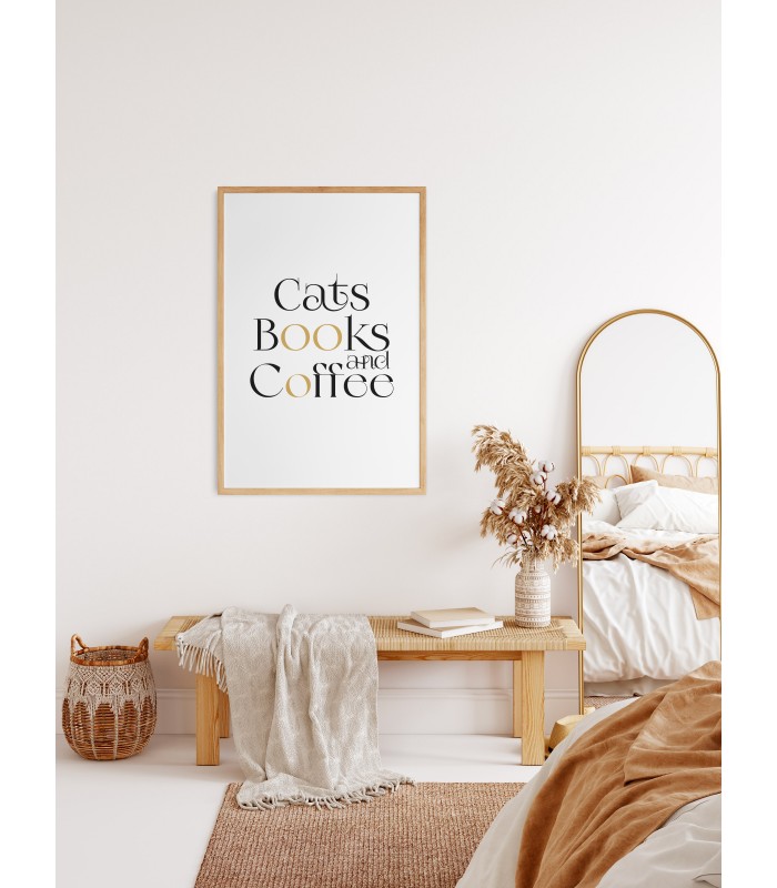 Affiche Cats Book and Coffee