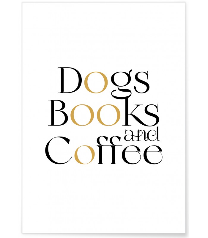 Affiche Dogs Book and Coffee