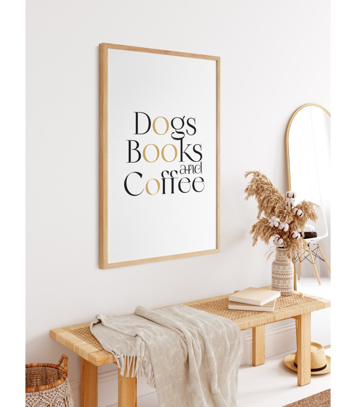 Affiche Dogs Book and Coffee