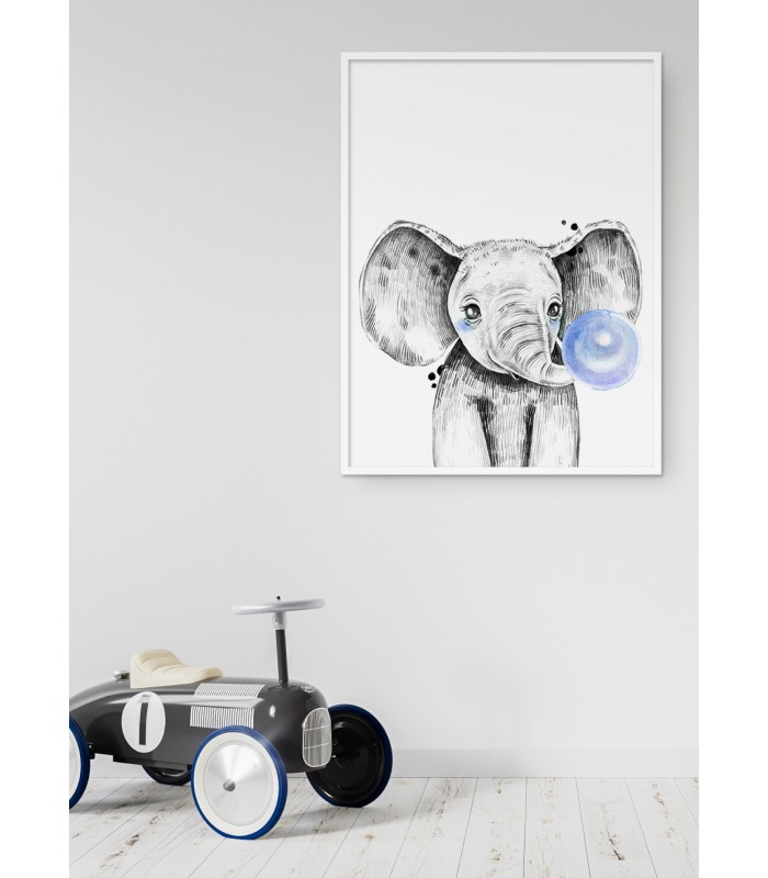 Affiche Bulle d'Éléphant bleue