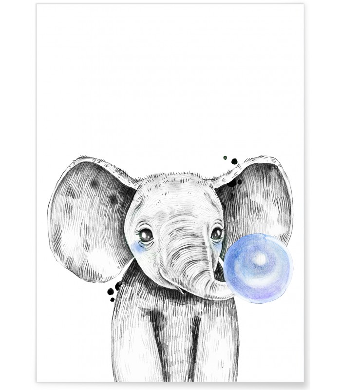 Affiche Bulle d'Éléphant bleue